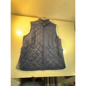 Orvis Womens Quilted Vest Blue Full Zip Pockets Buckle Side Detail Medium